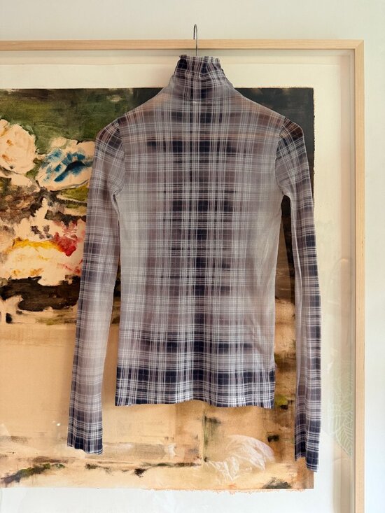 Acne Studios Tops - Acne Studios checked stretch-jersey sheer turtleneck top
